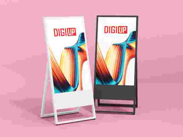 Der DIGIUP STAND spielt Videos, Animationen, Bilder und bei Bedarf auch Ton im Loop ab.